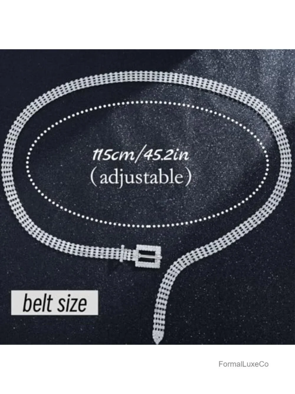 Shiny Rhinestone Waist Belt Sparkle Dress Belt Adjustable 45in